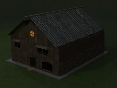 Game model of a two-story house Low-poly 3D model