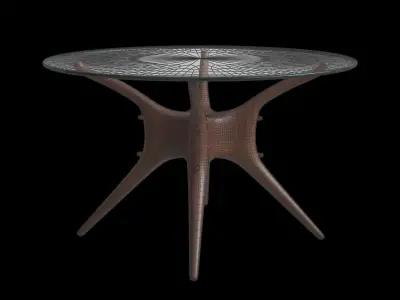 Walnut Round Dining Table Low-poly 3D model