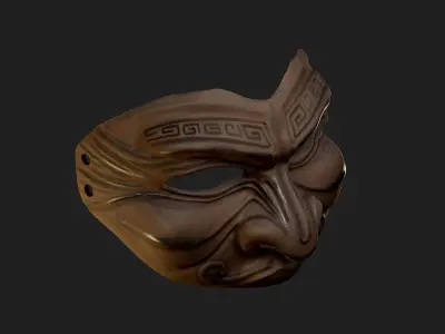 Oni Mask 13 Ethnic Demon Half Face 3D print model