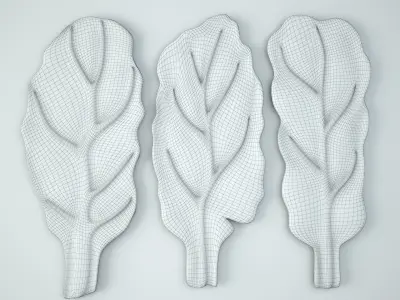 Large Wood Carved Leaf Wall Decor 3D model