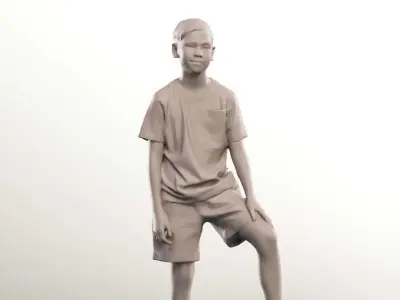 Jordan 12481 - Standing Asian Boy With Soccer Ball Low-poly 3D model