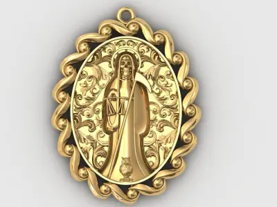  santa muerte holy death small size pendant 3D STL 3DM skull 3D print model