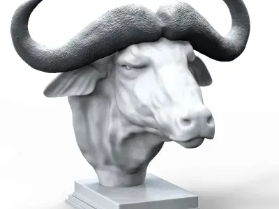  African Buffalo Head Statue 3D print model