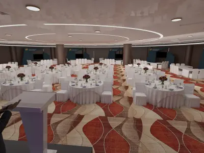 hall 25mx25m with stage and booths  3D model
