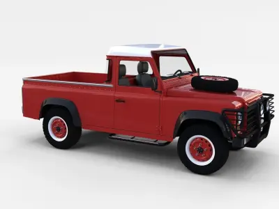 Land Rover Defender 110 Pick Up w interior rev 3D model