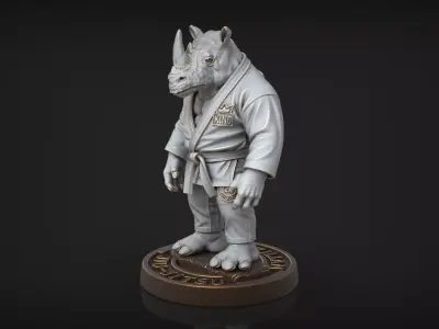 Rhino Jiu-Jitsu Fighter BJJ Tabletop Miniature for 3D Printing 3D print model