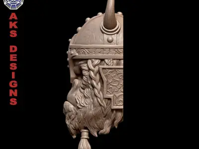 Ancient viking warrior guerilla Bas relief wall decoration 3D print model