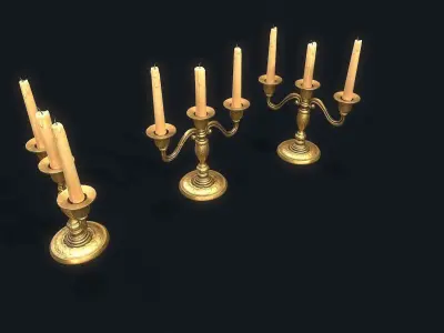 Medieval Candlestick 3 Low-poly 3D model