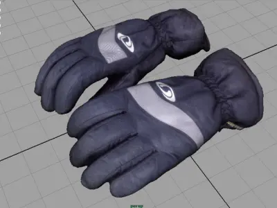 Ski Gloves for Woman Low-poly 3D model