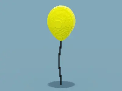 Voxel Yellow Balloon Low-poly 3D model