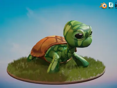 Stylized Turtle Rigged Low-poly 3D model