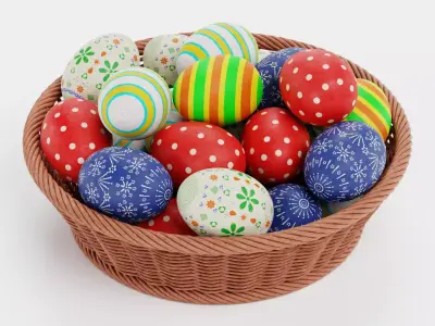 -Easter Eggs in Basket- 3D model