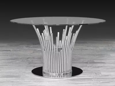 Table modern glass dining with stainless steel base 3D model