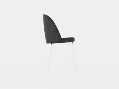 Felipe Dining Chair Velvet Gray Chrome Low-poly 3D model