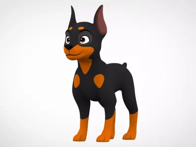 Doberman  Low-poly 3D model