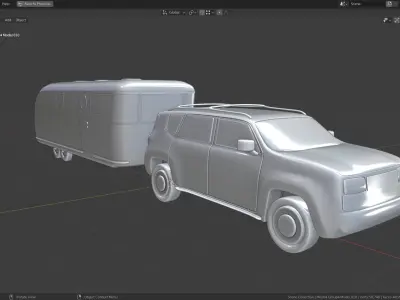 Low Poly Vehicle -  SUV plus Caravan Low-poly 3D model