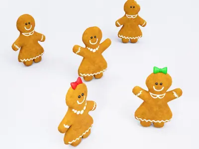 Gingerbread 3d model people Low-poly 3D model