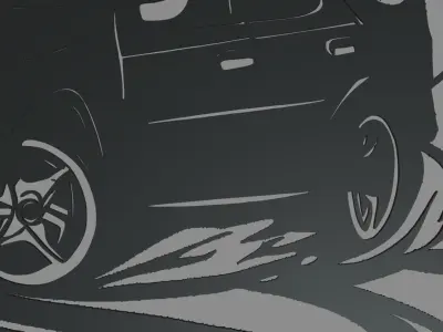 Drifting Car 01 Wall Silhouette 3D print model