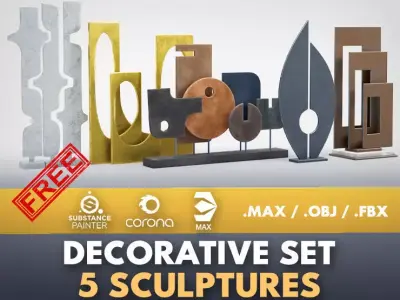 Decorative Set Vol 03 Abstract Sculptures Free 3D model