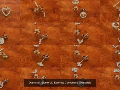 Diamond Jewelry 20 Earrings Collection 3D Model Pack