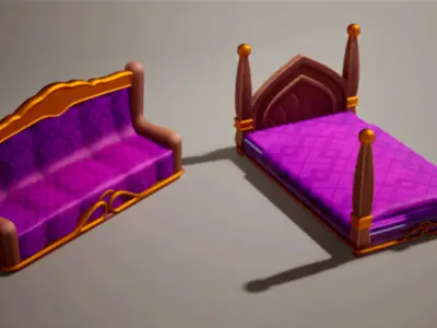 Stylized Furniture Low-poly 3D model