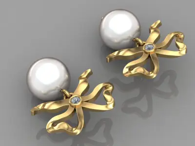 knot pearl earring 3D print model