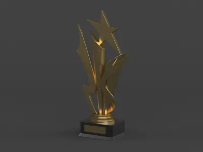 Gold Trophy Cups 3D model 13
