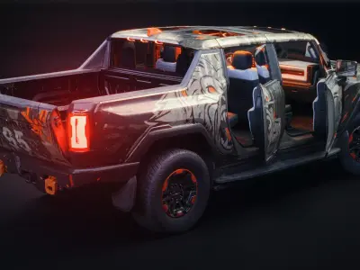 HUMMER EV 2022 Inferno Beast Livery Rigged Low-poly 3D model