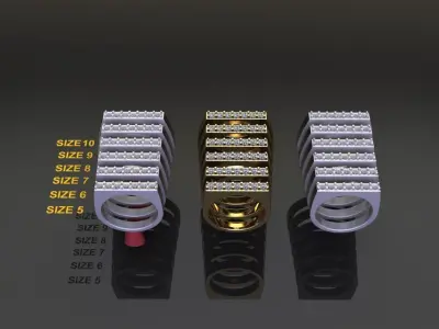 Dainty Diamond Narrow Bar Ring Band Mix Sizes 3D print model