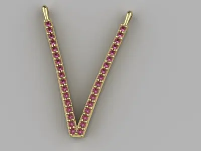 Diamond V Pendant Gold Silver Platinum Luxury Jewelry 3D print model