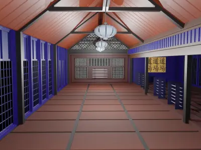Dojo Hall Low-poly 3D model