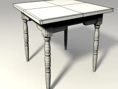 Table square with two legs 3D model