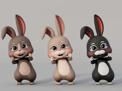 Rigged Cartoon Rabbit 3D model