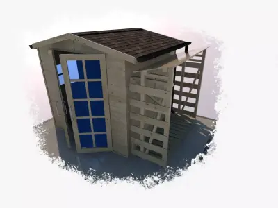 garden house with woodshed 3D model