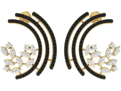 Light Weight Yellow Gold Diamond Earring  -EAR-035 3D print model