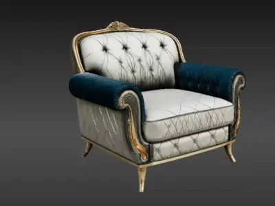 Luxury Royal Lounge Chair 3D Model Modern Elegant Furniture 3D model