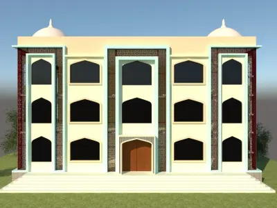 The Modern Mosque Design  Low-poly 3D model