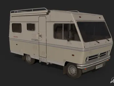 Hymer-Mobil Bedford Blitz 1980 camper Low-poly 3D model