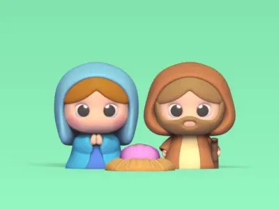 Cute Nativity Scene 3D print model