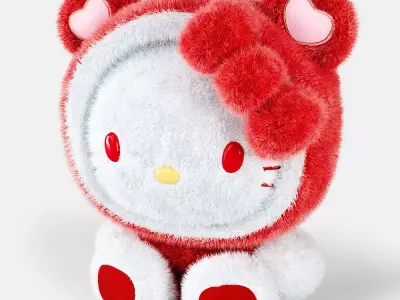 Hello Kitty soft toy 3D model