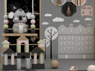 toys and furniture set  Low-poly 3D model