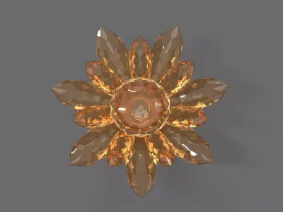 Glass Flower Showpiece Orange Low-poly 3D model