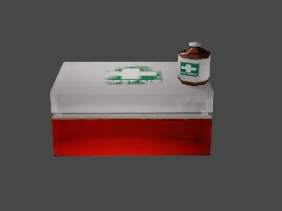 Retro Low-Poly Medical Bottle and First Aid Box PS1 Horror Style Low-poly 3D model