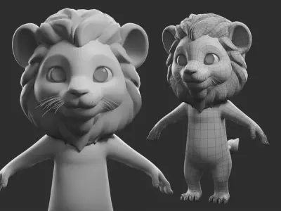 Cartoon  Lion II Basemesh  Low-poly 3D model