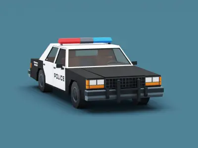 Stylized Cartoon City Police Car  Low-poly 3D model