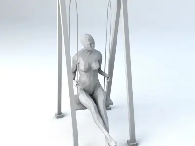 Swinging Woman Minimalist Low-poly 3D model