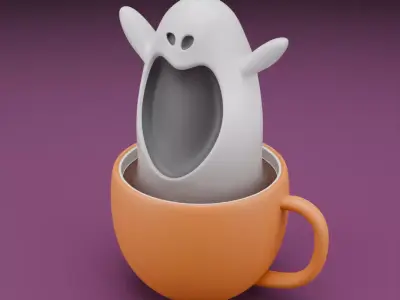 Coffee Ghost Halloween 3D model for 3D print 3D model