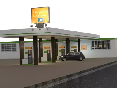 Gas station 3D model buy