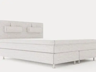 Layla Continental Bed 160 Light Gray Low-poly 3D model