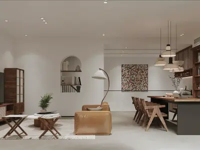 Modern living room dining room interior scenes 512 3D model